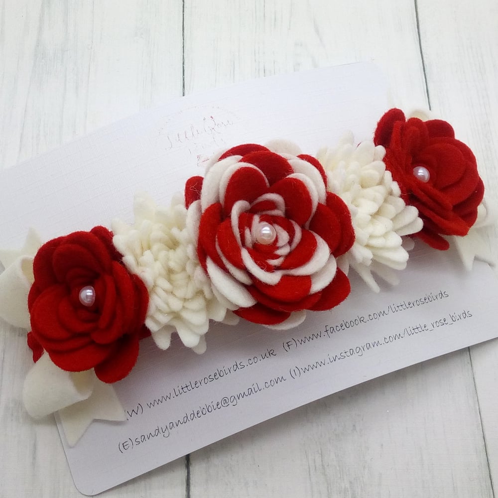 Image of Lux Red & White Flower Crown Headband 