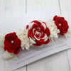 Lux Red & White Flower Crown Headband 