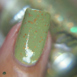 Image of Praise Be - a soft green crelly with gold and silver holo microglitter 