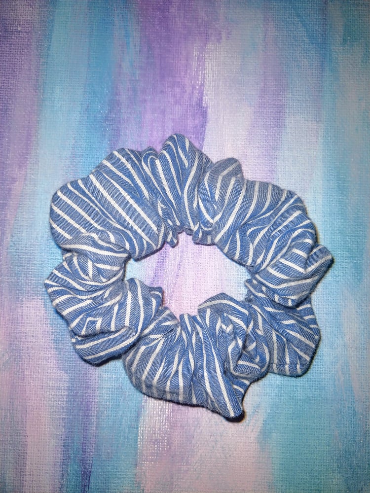 Image of Blue Striped Scrunchie