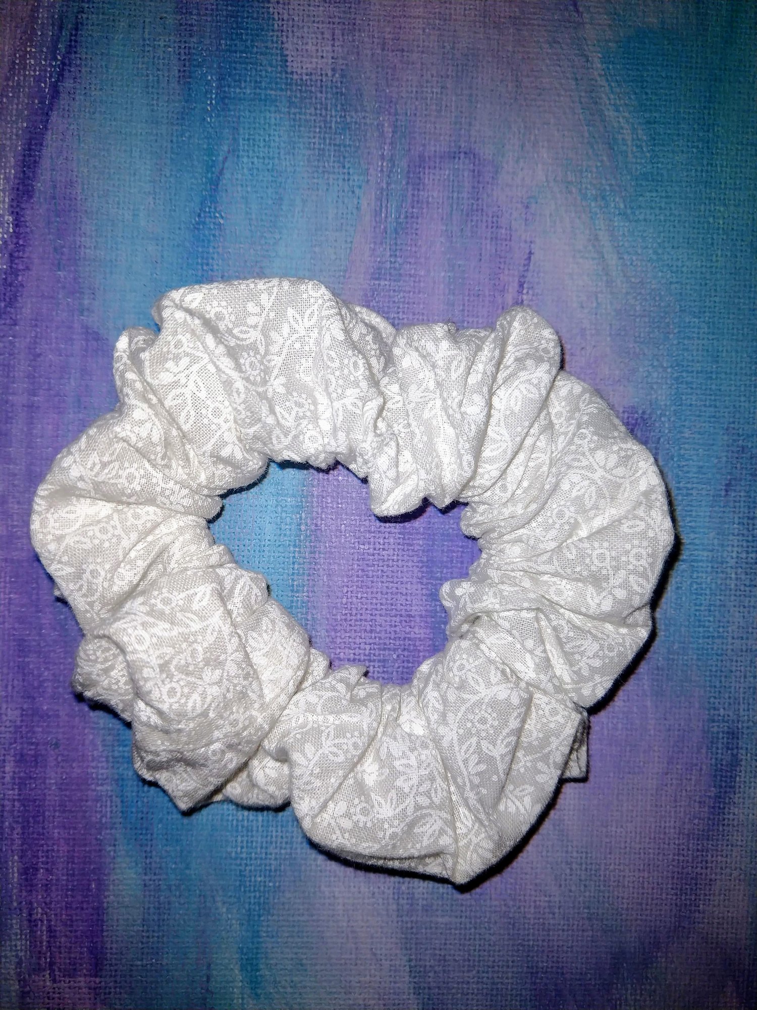 Image of White Floral Scrunchie