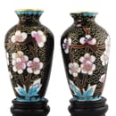 Image of PAIR OF VINTAGE CHINESE CLOISONNE FLOWER VASES