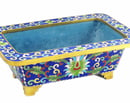 Image of VINTAGE CHINESE CLOISONNE FLOWER BONSAI PLANTER