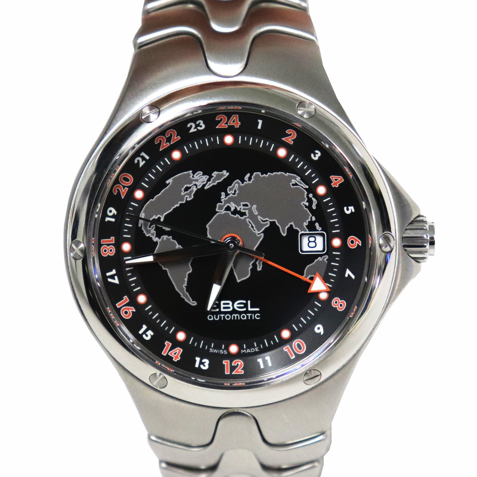 Image of NEW VINTAGE MEN'S EBEL SPORT WAVE GMT AUTOMATIC WATCH, DUAL TIME ZONES, WATER RESISTANT 100M