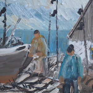 Image of Swedish Painting, 'Fisherman,' Arne Wallsten (B.1932)