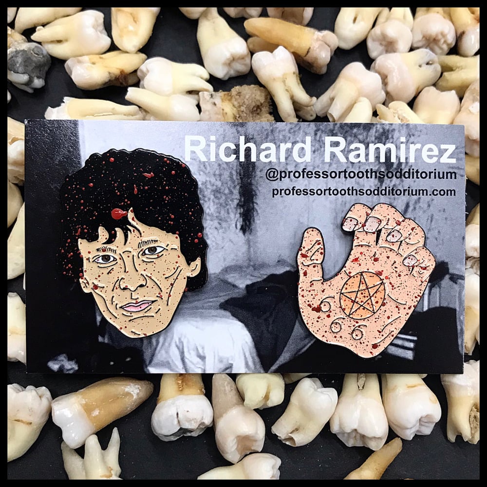 Image of Serial Killer Richard Ramirez Soft Enamel Two Pin Set