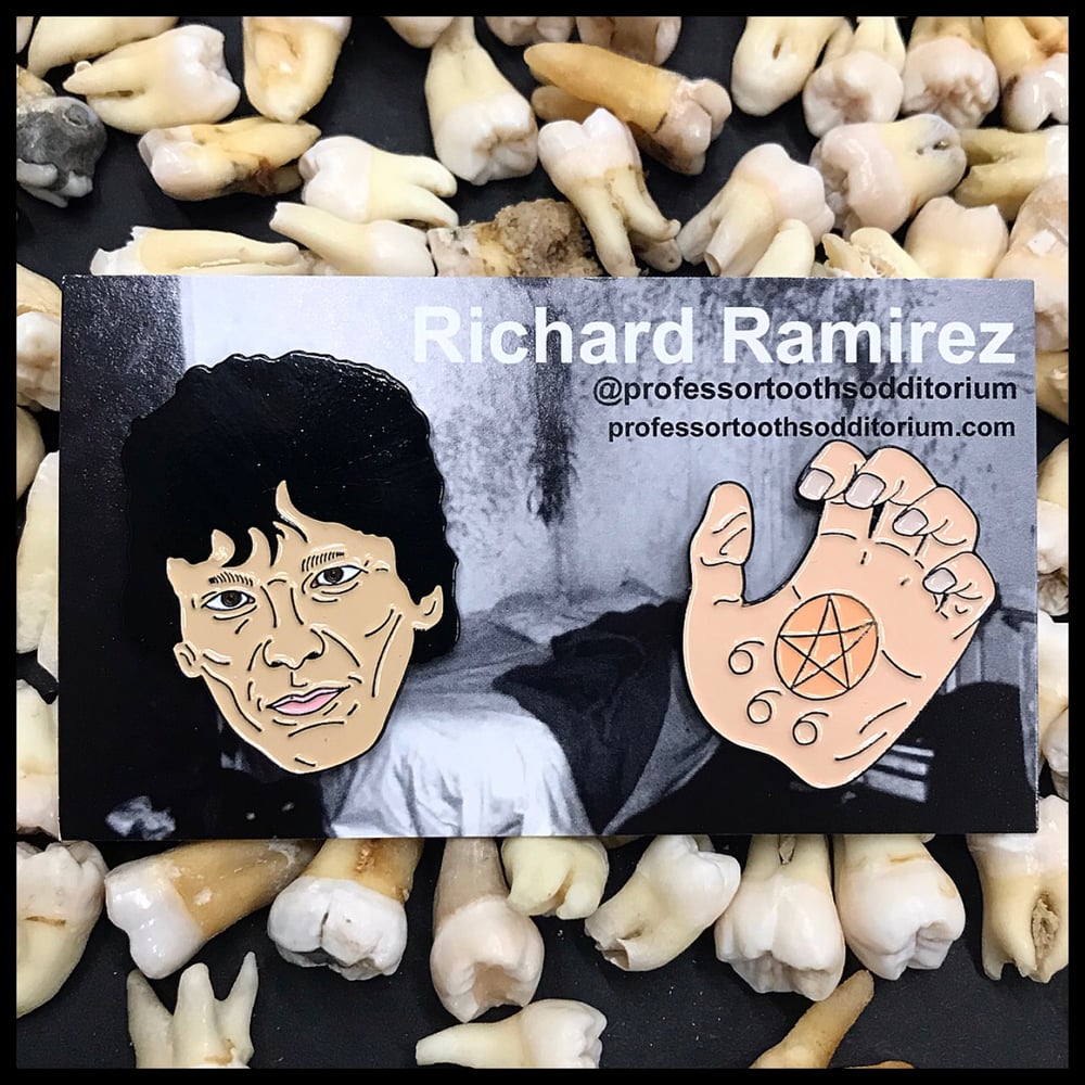 Image of Serial Killer Richard Ramirez Soft Enamel Two Pin Set