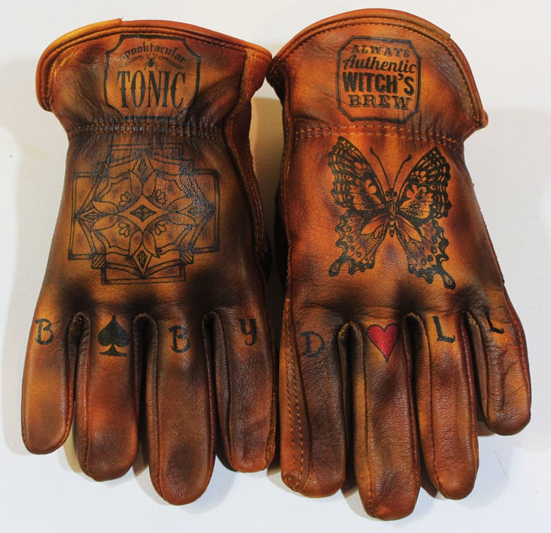 Image of Witch's Brew custom leather gloves #16A