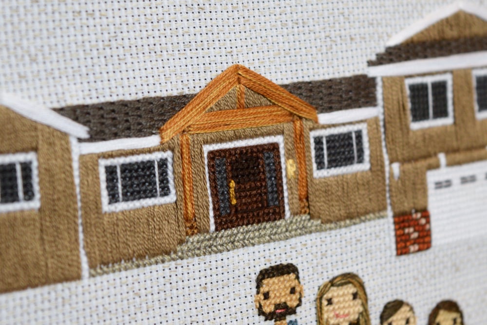 Image of ADD ON for Custom Cross Stitch Family Portrait ONLY (House)