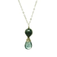 Image 2 of Tahitian pearl necklace moss aquamarine sterling silver