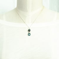 Image 3 of Tahitian pearl necklace moss aquamarine sterling silver