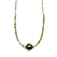 Image 1 of Tahitian pearl necklace labradorite sterling silver