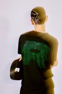 Image 3 of RUBBER R LOGO NYLON 6 PANEL CAP - BLACK