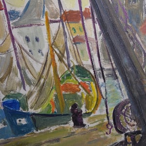 Image of Mid-century French Harbour scene.