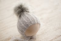 Image 2 of Twisted Rib Faux Fur Pom Pixie Bonnet + Wrap