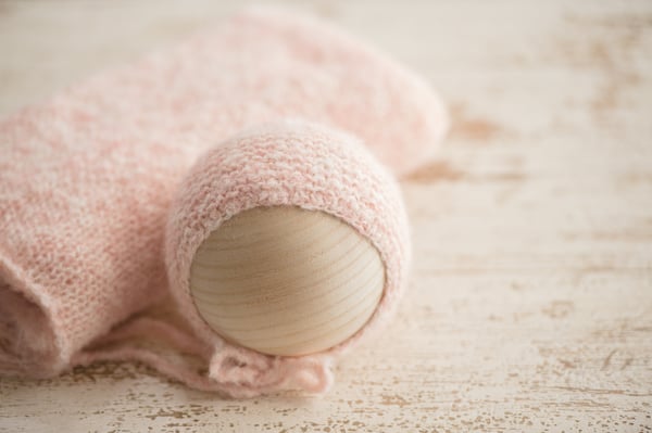 Image of Textured Piglet Pink Garter Stitch Bonnet + Wrap
