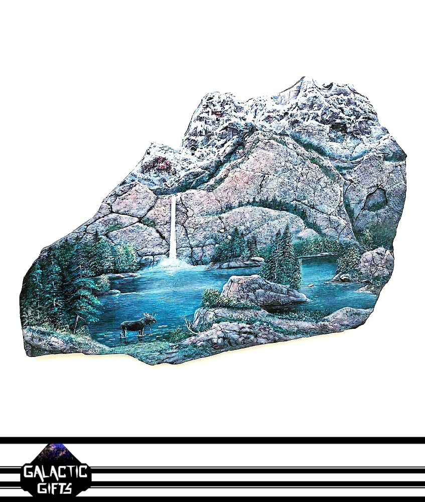 Image of Henri Lobo "Mountain Moose Rock Painting"
