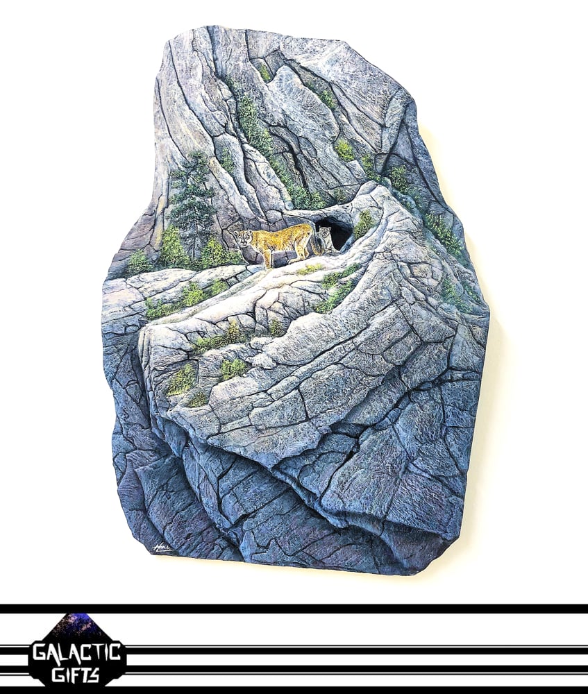Image of Henri Lobo "Mountain Lion Cave Rock Painting"