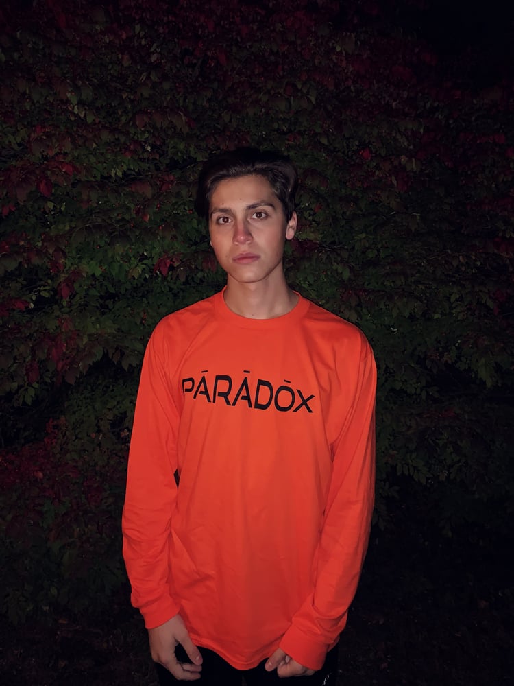 Image of ORANGE SWERVE TEXT LONG SLEEVE