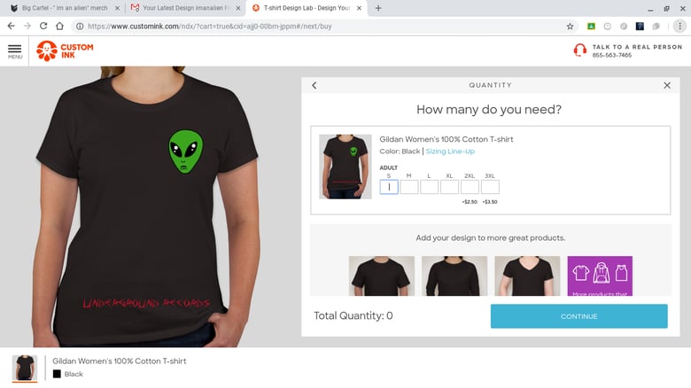 Image of " im an alien" merch