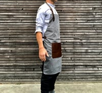 Image 2 of Waxed canvas and leather apron / craftsman's apron / sturdy barber's apron