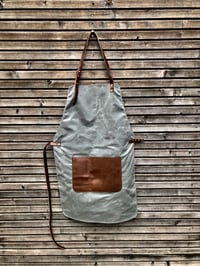Image 3 of Waxed canvas and leather apron / craftsman's apron / sturdy barber's apron