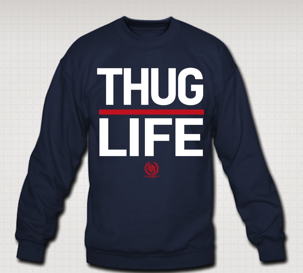 Image of Thuglife Crewneck Red Stripe - Comes in Black, Grey, Navy Blue. CLICK HERE TO SEE ALL COLORS