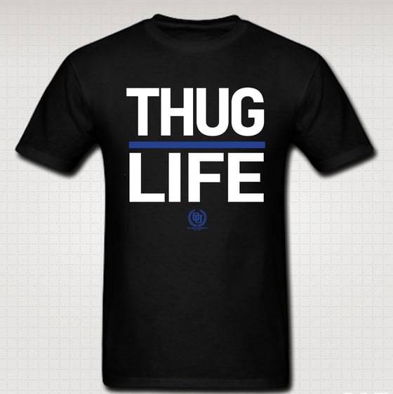 Image of Thuglife Tshirt Blue Stripe- Comes in Black, White, Red, Grey. CLICK HERE TO SEE ALL COLORS
