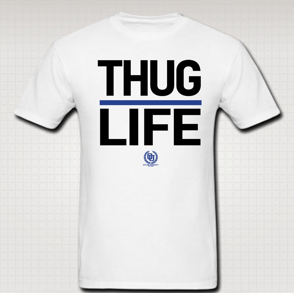 Image of Thuglife Tshirt Blue Stripe- Comes in Black, White, Red, Grey. CLICK HERE TO SEE ALL COLORS