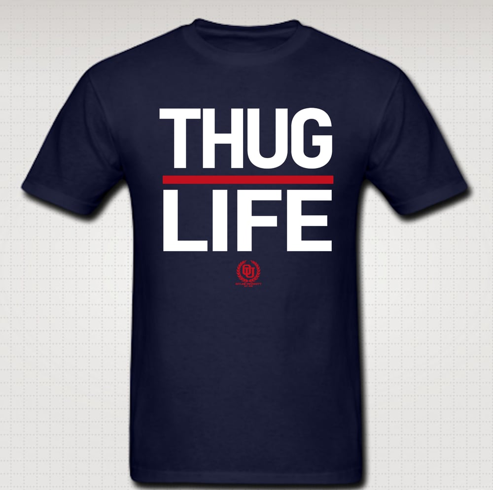 Image of Thuglife Tshirt Red Stripe- Comes in Black, White, Navy Blue, Grey. CLICK HERE TO SEE ALL COLORS