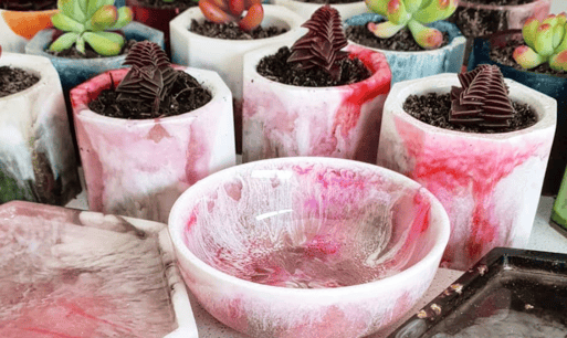Image of Pre-order - Pink Marble pots - Set of 3 