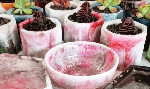 Image of Pre-order - Pink Marble pots - Set of 3