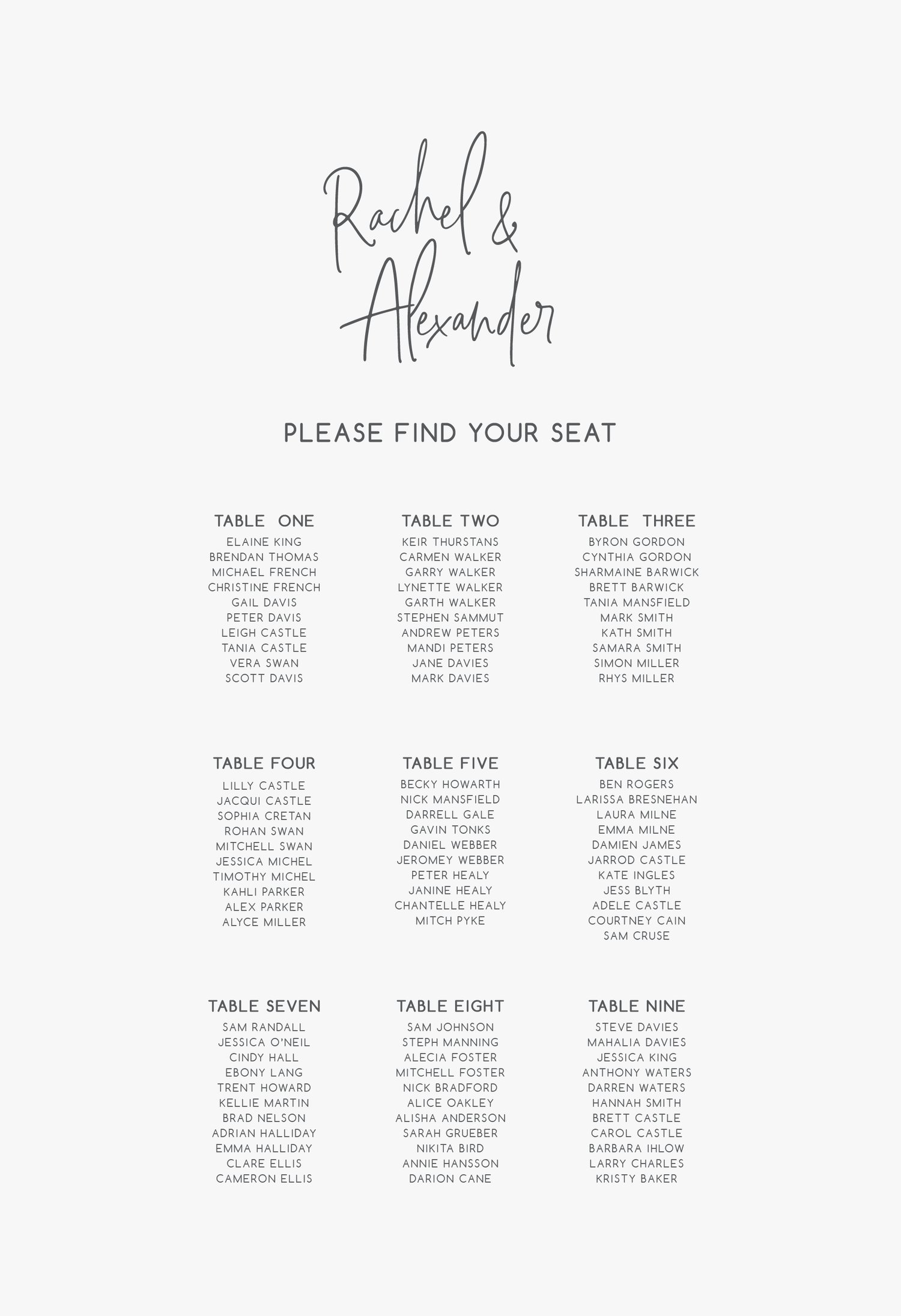 Image of Names of couple seating plan