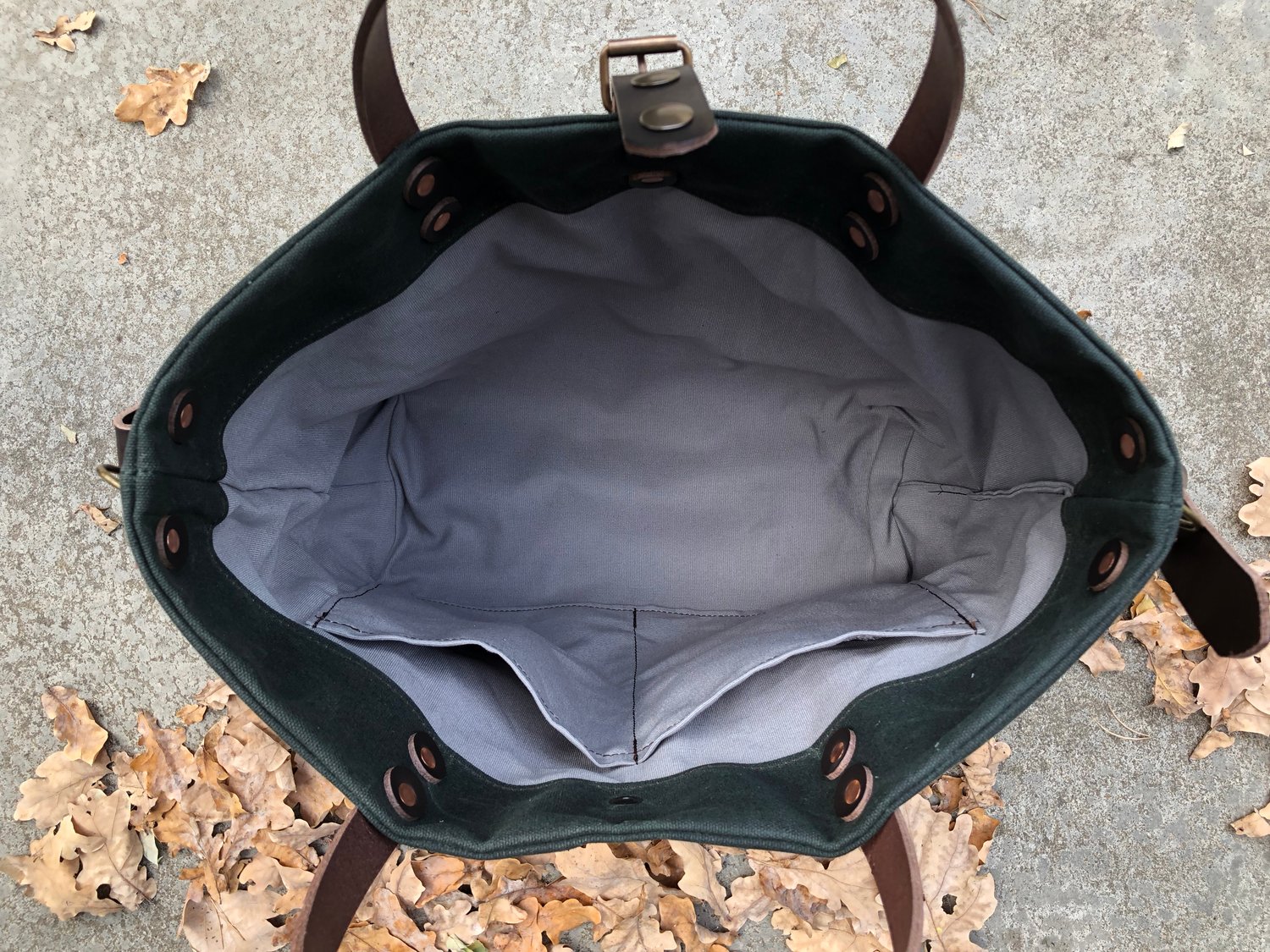 Image of Waxed canvas tote bag with cross body strap