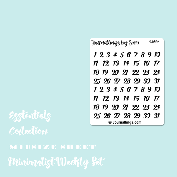 Image of Essentials - Minimalist Monthly Set - 62 Numbers - Black a19