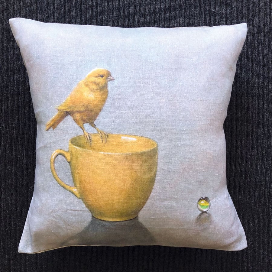 Image of Linen Yellow Canary Cushion