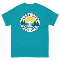 Image 2 of Lake Life Good Life Retro Lake Sunset Boating T-Shirt