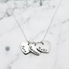 Personalised triple love heart sterling silver necklace