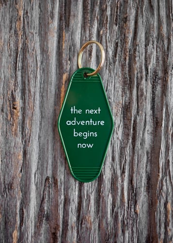 Image of the next adventure begins now keytag
