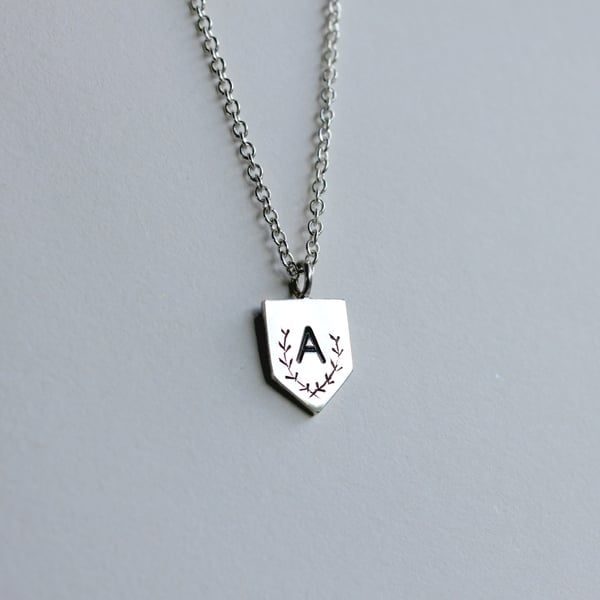 Image of Engraved Initial Pendant - Flag