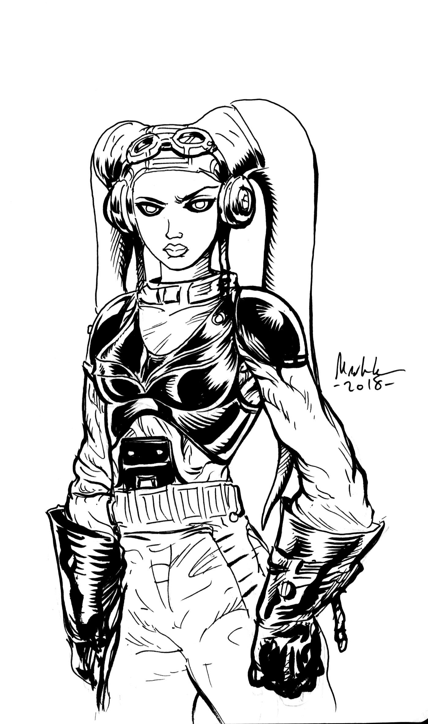 Image of Hera of ghost crew inked 5x7 inch piece