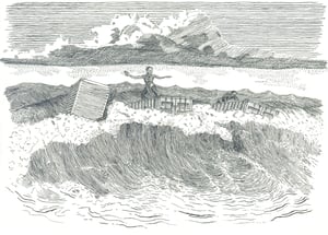 Image of Sandwich Islanders In The Surf- Letterpress Print