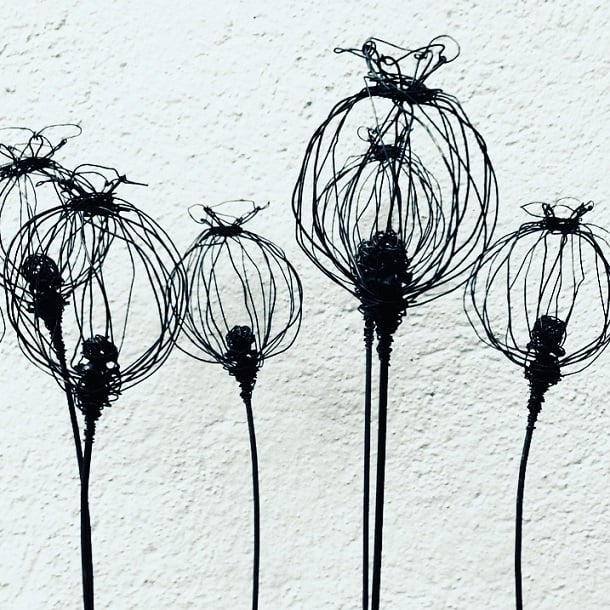 Wire Poppy seed Garden Sculpture