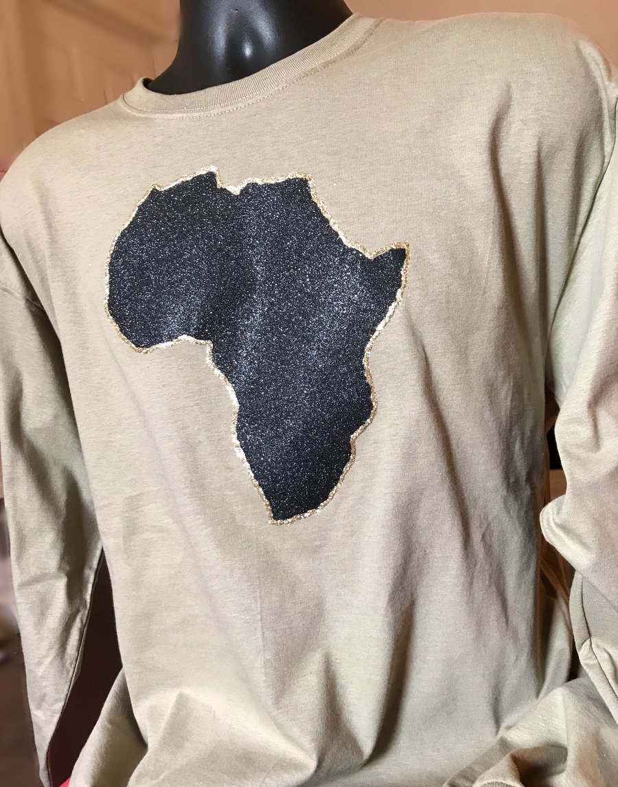 Image of Men's Long Sleeve Black & Gold Africa