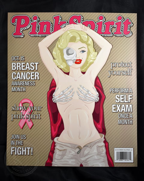 Image of Pink Spirit Mashup Art Print - Pop Culture Misfits Marilyn Monroe Rolling Stone Breast Cancer Aware