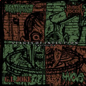 Image of 4-WAY SPLIT CD-STAGES OF INFECTION-AGATHOCLES/HYBRID VISCERY/G.I.JOKE/MUCUS