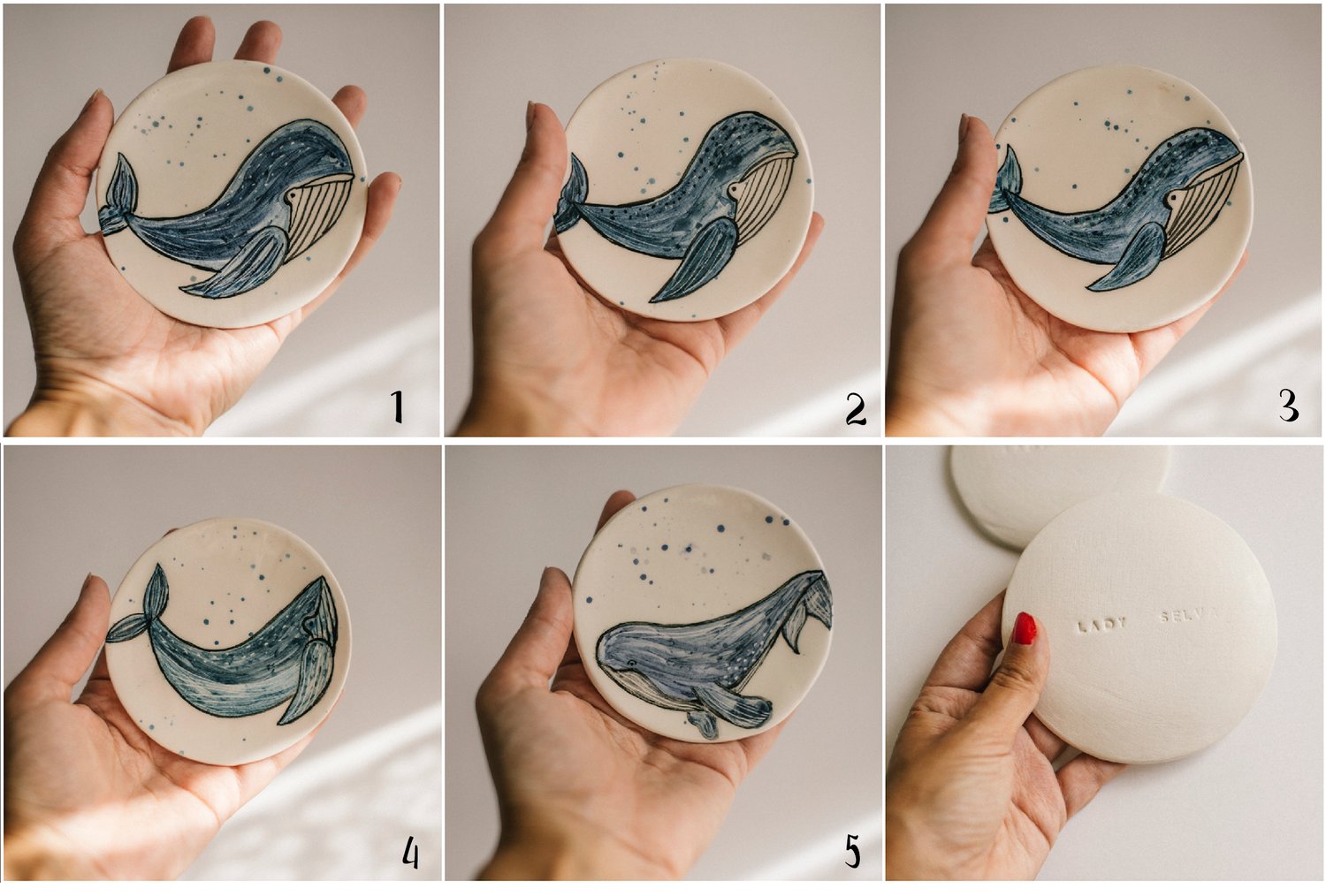 Image of Platito ilustrado decorativo, para colgar en la pared: Ballenas y Faros