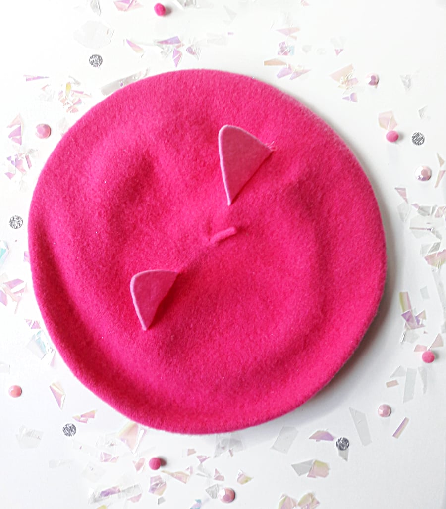 Image of  Girls Beret Hat with Cat Ears