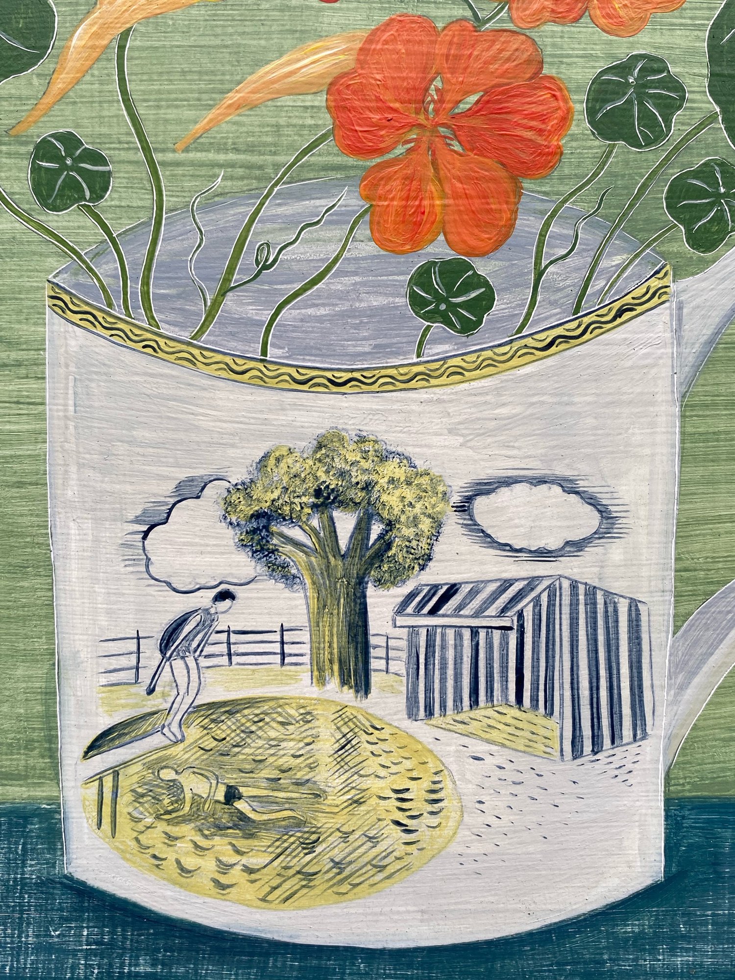 Image of Wild swimming cup and Nasturtiums 