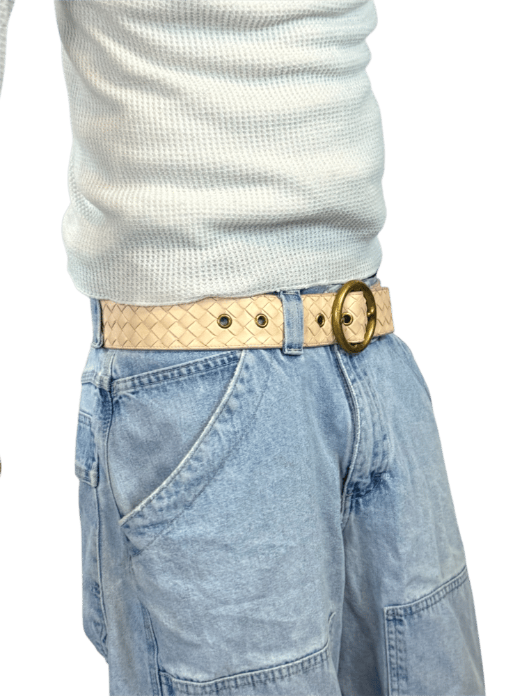 Image of Bottega Veneta Pink Weave Belt